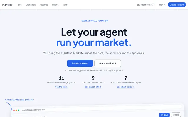 Screenshot of Market4 — SEO automation, social planner and marketing automation