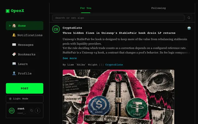 Screenshot of OpenX