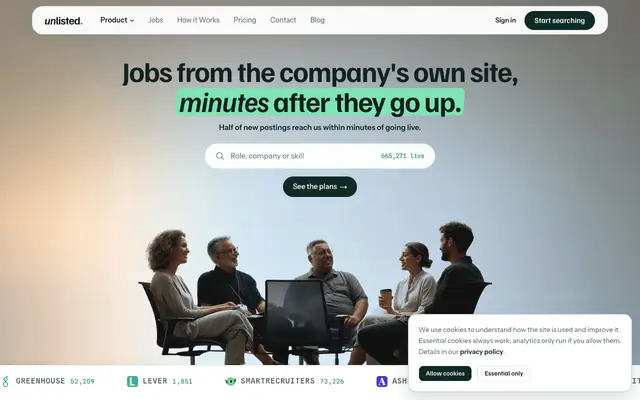Screenshot of Unlisted Careers: Jobs Straight from Company Career Sites