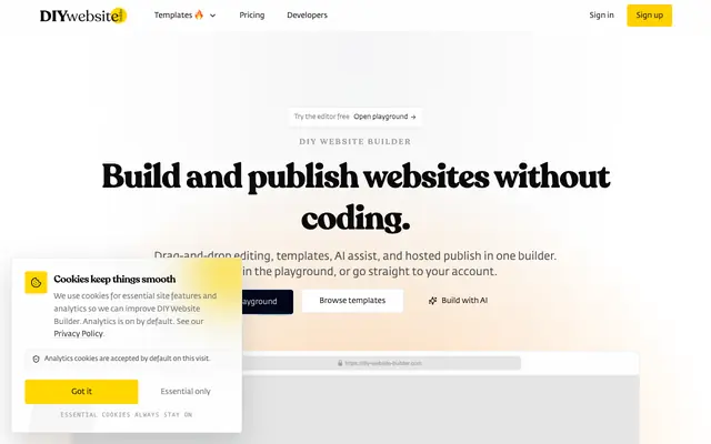 Screenshot of DIY Website Builder | Create Professional Websites Without Coding