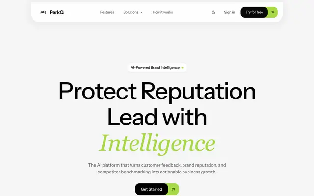 Screenshot of PerkQ — AI Reputation Management & Competitor Intelligence
