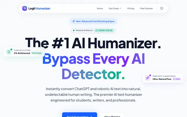 Screenshot of Legit Humanizer — Best Humanizer AI to Rewrite AI to Human & Bypass Detectors