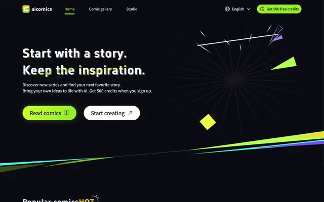 Screenshot of AIComics · AI Comic Studio