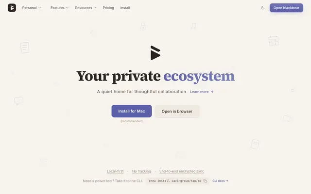 Screenshot of blackbear — Your private everything app