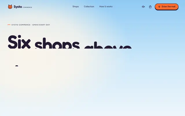 Screenshot of Systo Commerce — the mall above the clouds