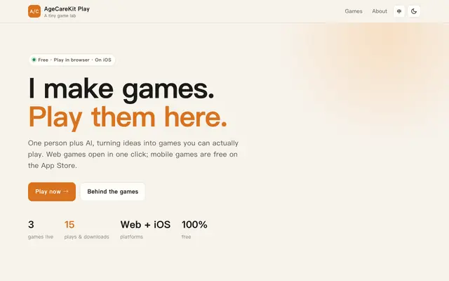 Screenshot of AgeCareKit Play · 浏览器即玩的小游戏