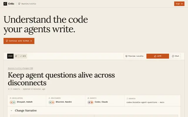 Screenshot of Critic — understand the change