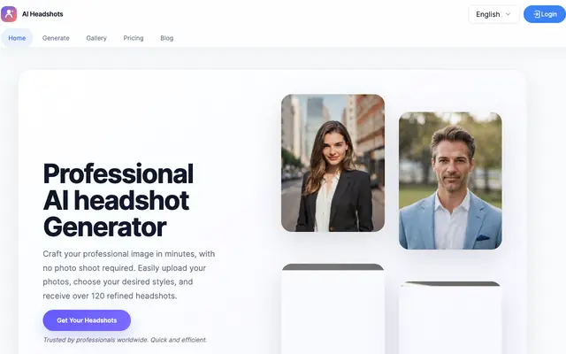 Screenshot of AI Headshots - Professional Headshot Generator by AI - AI-Headshots.net