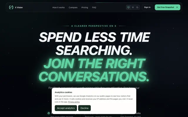 Screenshot of X Vision — Growth intelligence for X