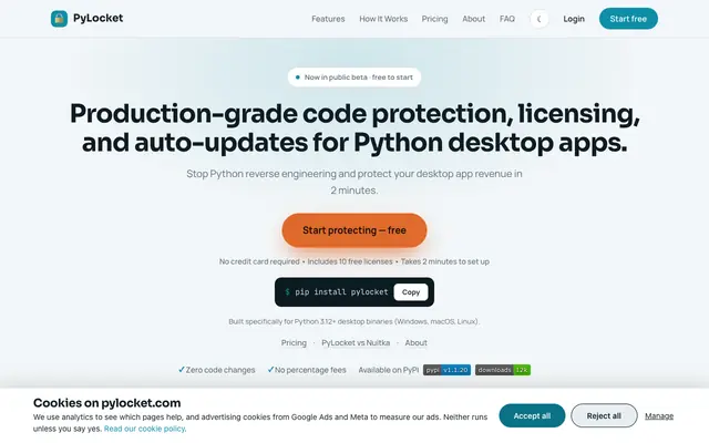 Screenshot of PyLocket — Protect, License, and Update Your Python Apps