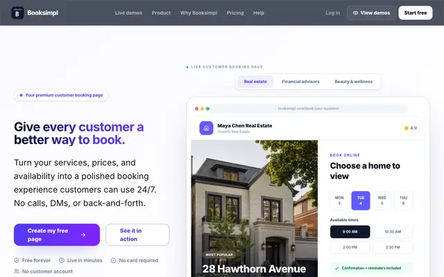 Screenshot of Simple Online Booking for Service Businesses