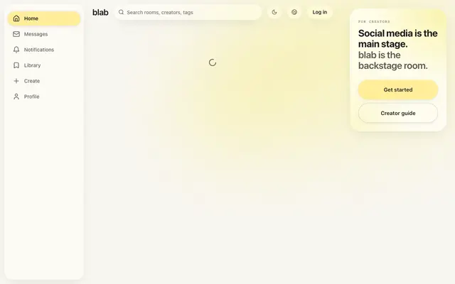 Screenshot of blab – small, curated rooms for conversations worth having