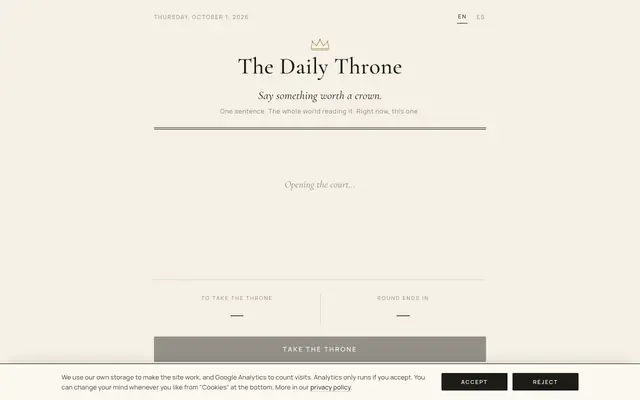 Screenshot of The Daily Throne