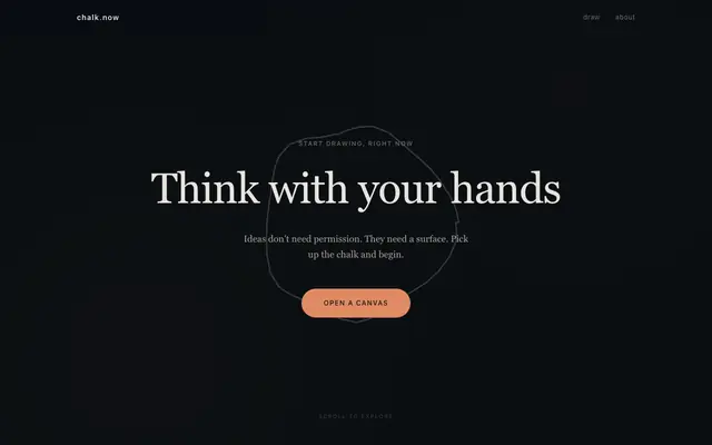 Screenshot of chalk.now — Draw and Write with Chalk Online