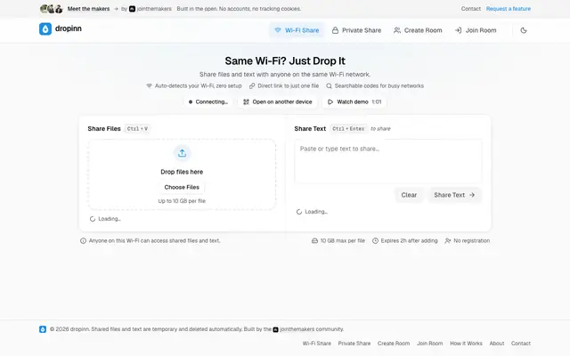 Screenshot of Send Files From Phone to PC Online, Free & No App | Dropinn