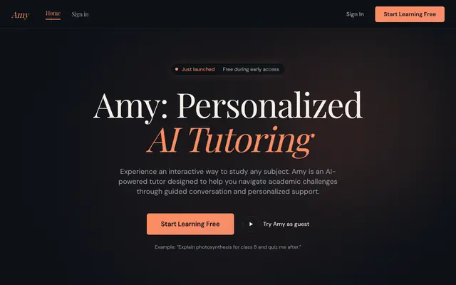 Screenshot of Amy - Your AI Tutor
