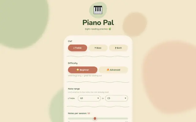 Screenshot of Piano Pal 🌿