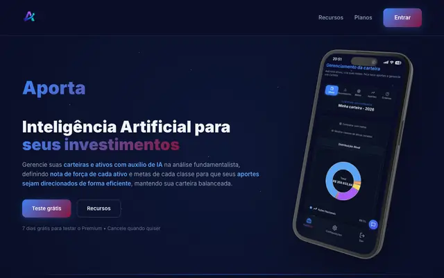 Screenshot of Aporta — Gestão Inteligente de Investimentos