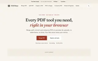 Screenshot of PDFOtter · Free Online PDF Tools · Merge, Split, Convert & Compress