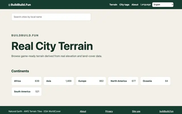 Screenshot of Real City Terrain · Real City Terrain