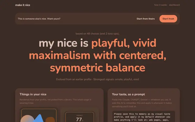 Screenshot of make it nice