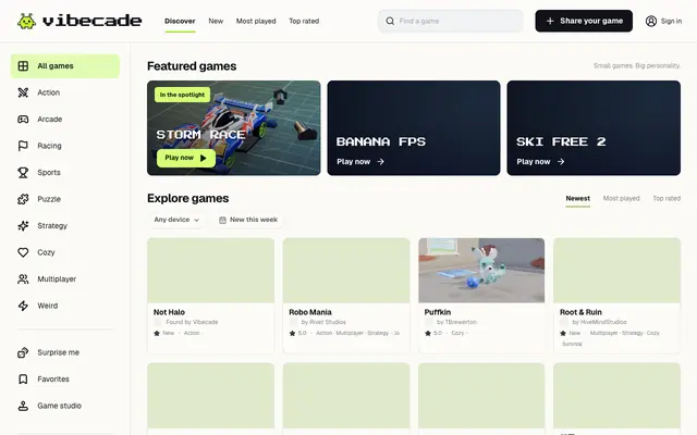 Screenshot of Vibecade