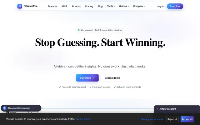 Screenshot of Newsletrix - Newsletter Analytics Dashboard & AI Competitor Intelligence