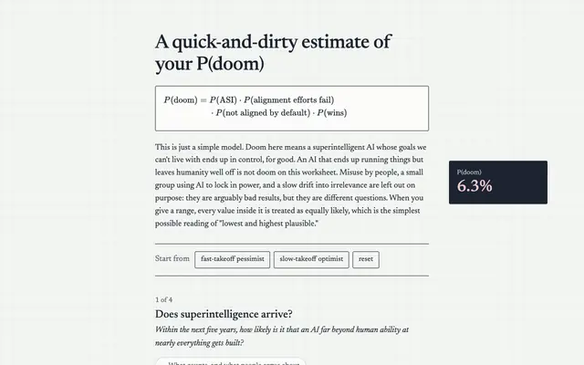Screenshot of A quick-and-dirty estimate of your P(doom)