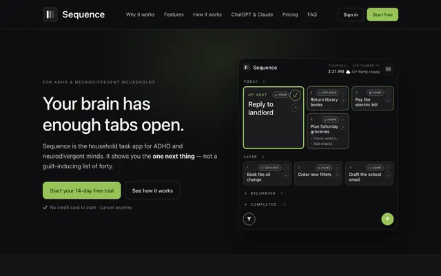 Screenshot of Sequence — the to-do app that doesn't make you feel behind