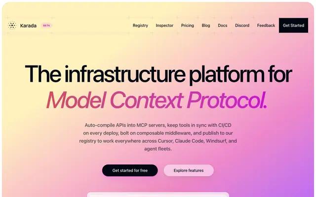 Screenshot of OpenAPI to MCP Compiler & Agent Gateway | Karada.ai