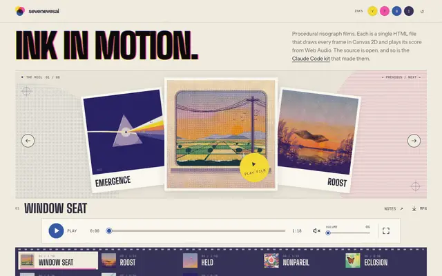 Screenshot of Ink in Motion — Procedural Risograph Films and the Kit to Make Your Own