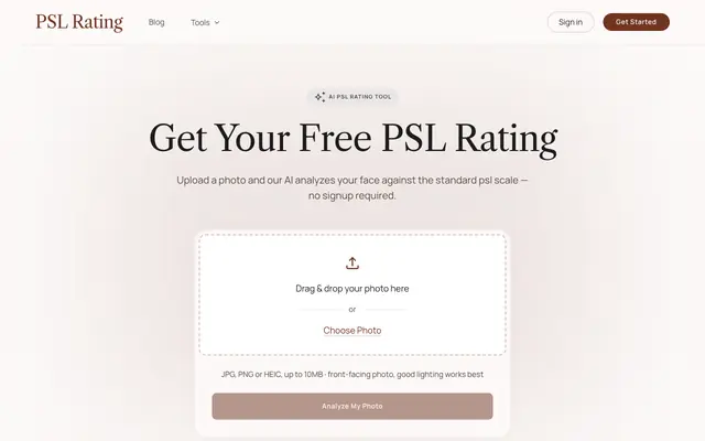 Screenshot of PSL Rating Test – Free PSL Scale & PSL Score Calculator