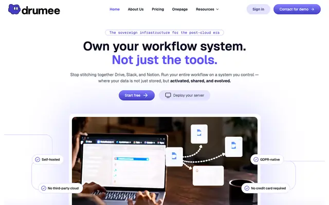 Screenshot of Drumee: The Sovereign Workspace Built to Be Yours