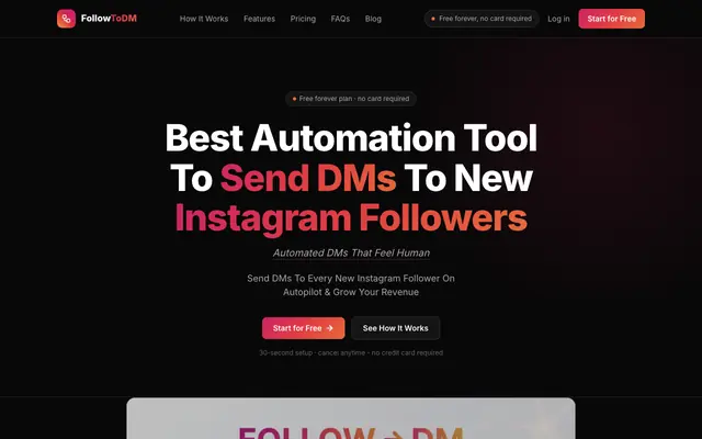 Screenshot of FollowToDM | Automate Your Instagram DMs
