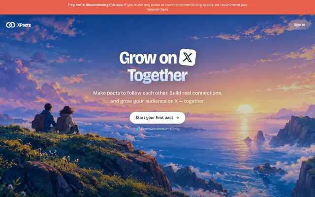 Screenshot of XPacts — Grow on X Together