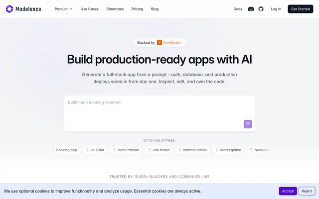 Screenshot of Modelence | AI App Builder: Ship Production Apps from a Prompt