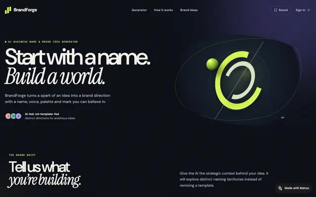 Screenshot of BrandForge — Make your first mark