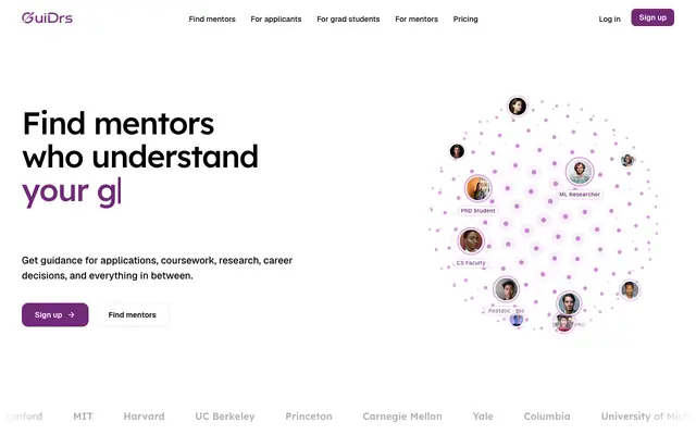 Screenshot of GuiDrs: Mentorship for your academic journey