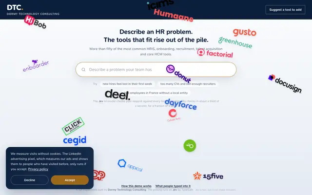 Screenshot of Find the HR tools that fit your problem