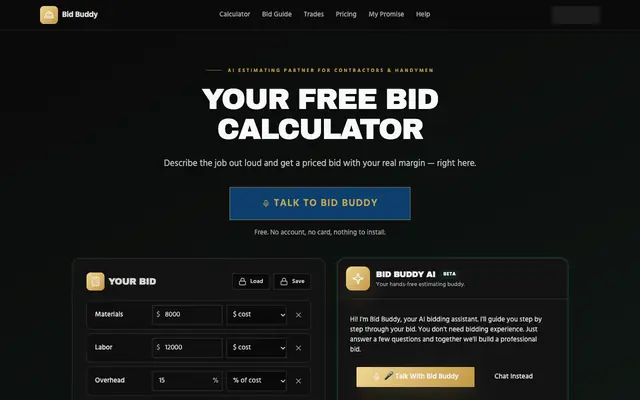 Screenshot of Bid Buddy — AI Estimating Partner for Contractors