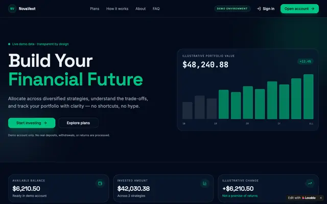 Screenshot of NovaVest — Build Your Financial Future