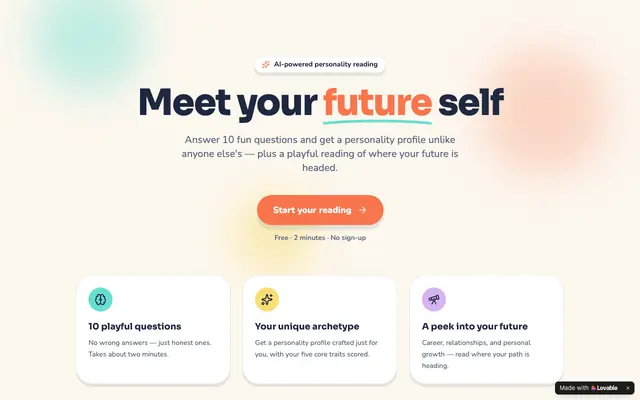 Screenshot of FutureYou — Discover Your Personality & Future