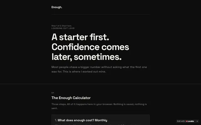 Screenshot of Enough. | Learning Out Loud