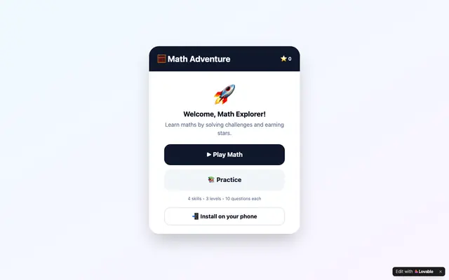 Screenshot of Math Adventure — Practice maths and earn stars