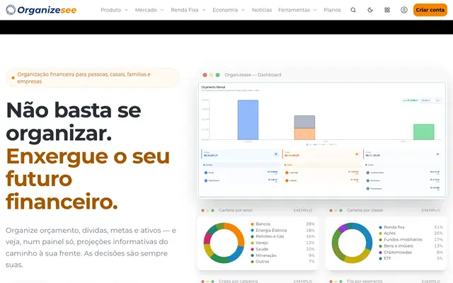 Screenshot of Organizesee | Enxergue seu Fluxo de Caixa e Patrimônio