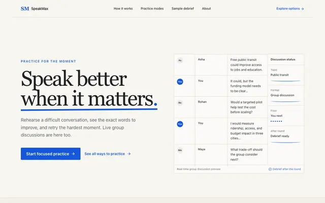 Screenshot of SpeakMax | Speak better when it matters
