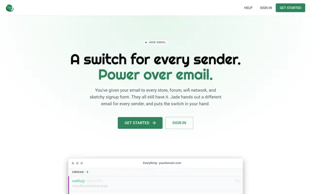 Screenshot of Jade - Power over email