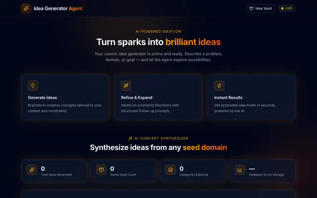 Screenshot of Idea Generator Agent