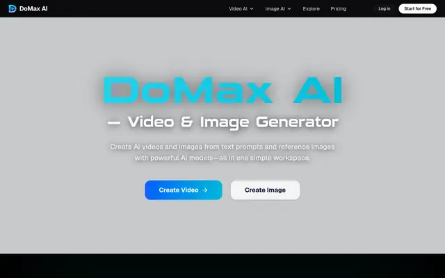 Screenshot of DoMax AI Creative Platform for Visual Content Creation
