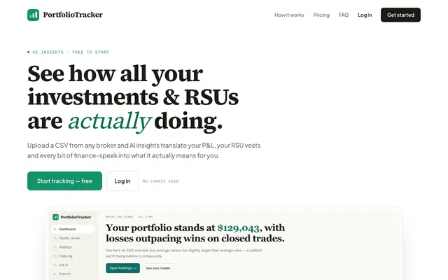 Screenshot of Portfolio Tracker